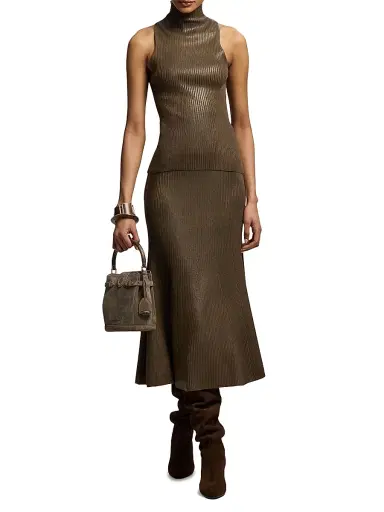 Ralph Lauren Collection Women's The Ralph Suede Bucket Bag - Dark Taupe | Thumbnail 4