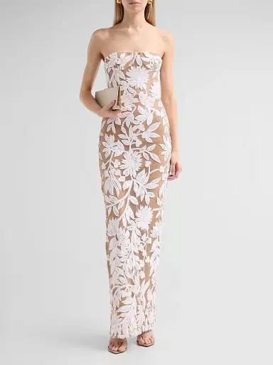 Bronx Banco Women's Dahlia Strapless Maxi Dress - White Silver | Thumbnail 2