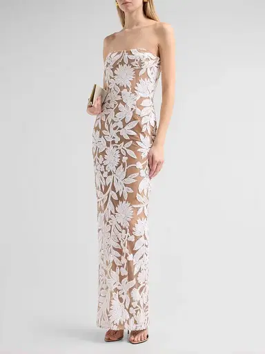 Bronx Banco Women's Dahlia Strapless Maxi Dress - White Silver | Thumbnail 4