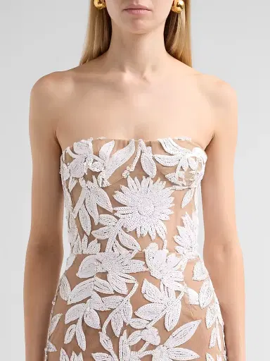 Bronx Banco Women's Dahlia Strapless Maxi Dress - White Silver | Thumbnail 5