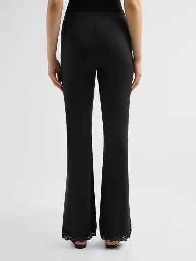 MOSCHINO Women's Lace-Trim Microfiber Pajama Pants - Black - Size XL | Thumbnail 3