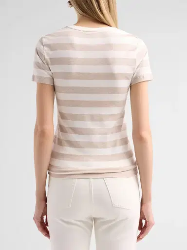 MAJESTIC FILATURES Women's Soft Touch Stripe Crewneck T-Shirt - Ecru Chine - Size Large | Thumbnail 3