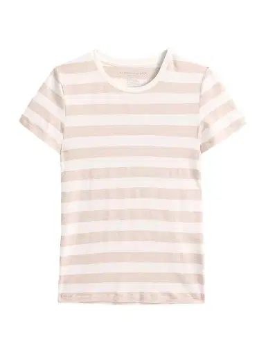 MAJESTIC FILATURES Women's Soft Touch Stripe Crewneck T-Shirt - Ecru Chine - Size Large | Thumbnail 1