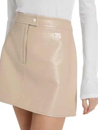 Courrèges Women's Reedition Vinyl A-Line Miniskirt - Mastic Grey | Thumbnail 6