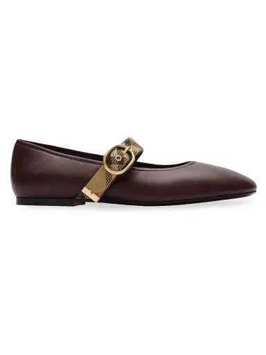 Burberry Women's Robin Ballerina Flats - Vineyard Red - Size 11 | Thumbnail 1