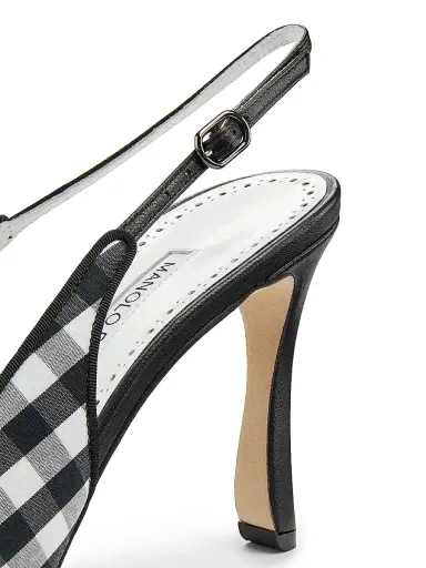 Manolo Blahnik Women's Alexa Gingham Slingback Pumps - White Black - Size 8 | Thumbnail 6 Manolo Blahnik Women's Alexa Gingham Slingback Pumps - White Black - Size 8 | Thumbnail 6