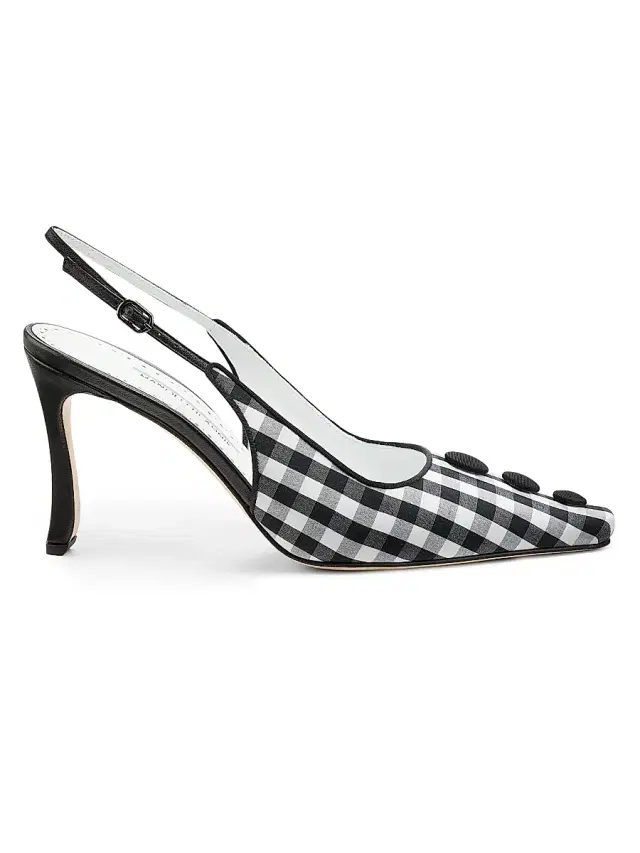 Manolo Blahnik Women's Alexa Gingham Slingback Pumps - White Black