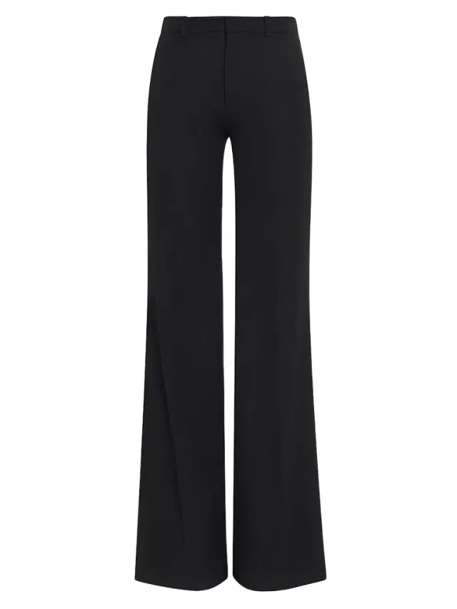 Women's Wool Flared Trousers - Black