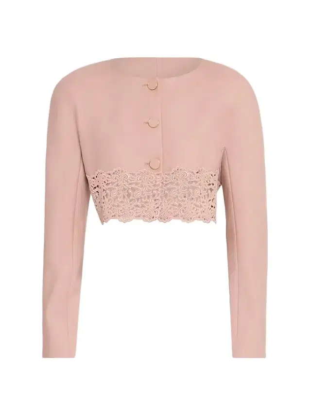 Chloé Women's Guipure Lace & Wool Crop Sweater - Coffee Pink