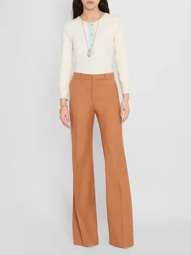 Chloé Women's Wool Wide-Leg Trousers - Tannish Red | Thumbnail 2