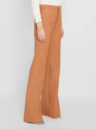 Chloé Women's Wool Wide-Leg Trousers - Tannish Red | Thumbnail 4