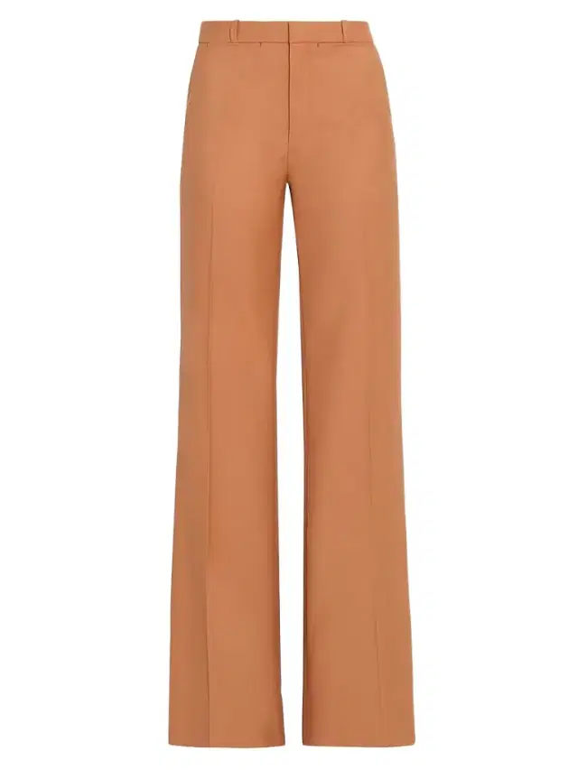 Chloé Women's Wool Wide-Leg Trousers - Tannish Red