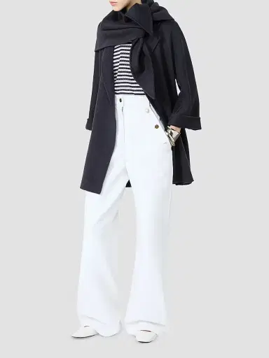 Max Mara Women's Cotton Bull Denim Wide Leg Jeans - White | Thumbnail 2