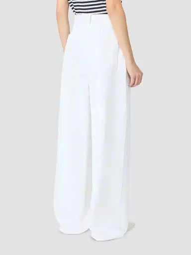Max Mara Women's Cotton Bull Denim Wide Leg Jeans - White | Thumbnail 4