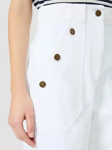 Max Mara Women's Cotton Bull Denim Wide Leg Jeans - White | Thumbnail 5