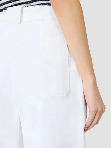 Max Mara Women's Cotton Bull Denim Wide Leg Jeans - White | Thumbnail 6