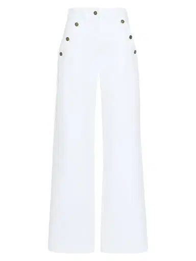 Max Mara Women's Cotton Bull Denim Wide Leg Jeans - White | Thumbnail 1