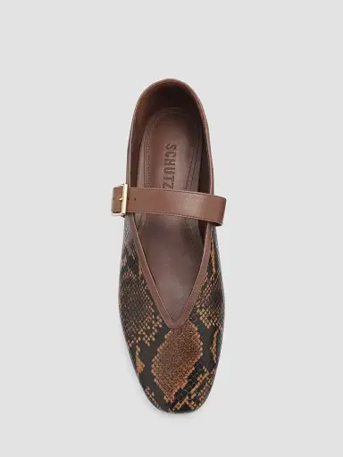 Schutz Women's Vick Buckle Embossed Snake-Print Leather Mary Janes - Pecan Brown | Thumbnail 5 Schutz Women's Vick Buckle Embossed Snake-Print Leather Mary Janes - Pecan Brown | Thumbnail 5