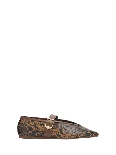 Schutz Women's Vick Buckle Embossed Snake-Print Leather Mary Janes - Pecan Brown | Thumbnail 1 Schutz Women's Vick Buckle Embossed Snake-Print Leather Mary Janes - Pecan Brown | Thumbnail 1