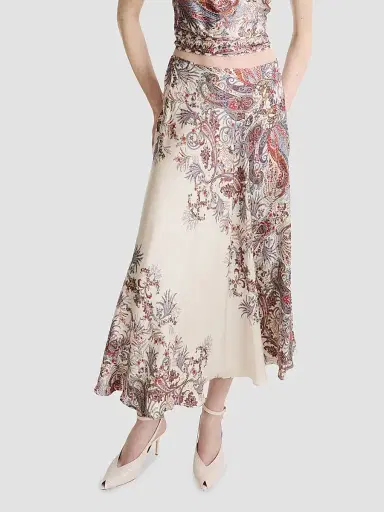 Marella Women's Printed Satin Skirt - Cream - Size 10 | Thumbnail 3 Marella Women's Printed Satin Skirt - Cream - Size 10 | Thumbnail 3