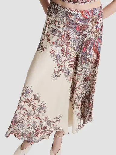 Marella Women's Printed Satin Skirt - Cream - Size 10 | Thumbnail 6 Marella Women's Printed Satin Skirt - Cream - Size 10 | Thumbnail 6