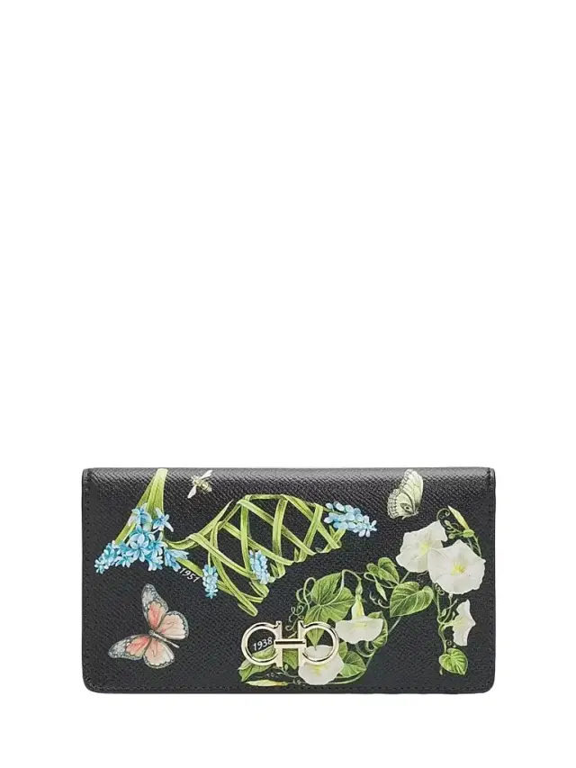 FERRAGAMO Women's Eden Shoe-Print Gancini Leather Wallet - Nero