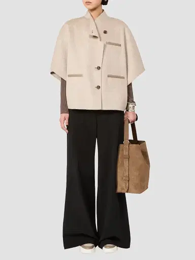 Max Mara Women's Lightweight Cashmere Cape - Stone | Thumbnail 2