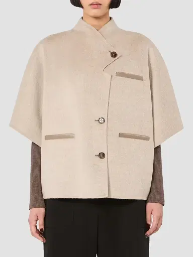Max Mara Women's Lightweight Cashmere Cape - Stone | Thumbnail 3