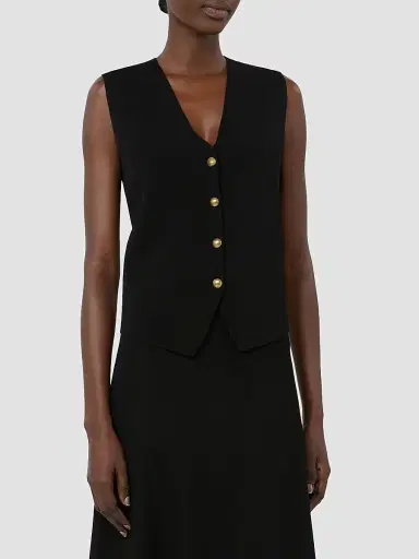 Max Mara Women's Viscose Crepe Yarn Gilet - Black | Thumbnail 3 Max Mara Women's Viscose Crepe Yarn Gilet - Black | Thumbnail 3