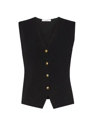 Max Mara Women's Viscose Crepe Yarn Gilet - Black | Thumbnail 1 Max Mara Women's Viscose Crepe Yarn Gilet - Black | Thumbnail 1