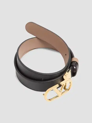 Valentino Garavani Women's VLogo Signature Reversible Shiny Calfskin Belt, 30MM - Beige Black - Size XS | Thumbnail 2 Valentino Garavani Women's VLogo Signature Reversible Shiny Calfskin Belt, 30MM - Beige Black - Size XS | Thumbnail 2