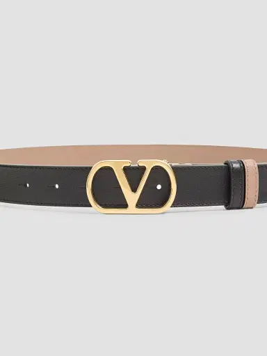 Valentino Garavani Women's VLogo Signature Reversible Shiny Calfskin Belt, 30MM - Beige Black - Size XS | Thumbnail 3 Valentino Garavani Women's VLogo Signature Reversible Shiny Calfskin Belt, 30MM - Beige Black - Size XS | Thumbnail 3