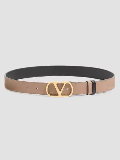 Valentino Garavani Women's VLogo Signature Reversible Shiny Calfskin Belt, 30MM - Beige Black - Size XS | Thumbnail 4 Valentino Garavani Women's VLogo Signature Reversible Shiny Calfskin Belt, 30MM - Beige Black - Size XS | Thumbnail 4