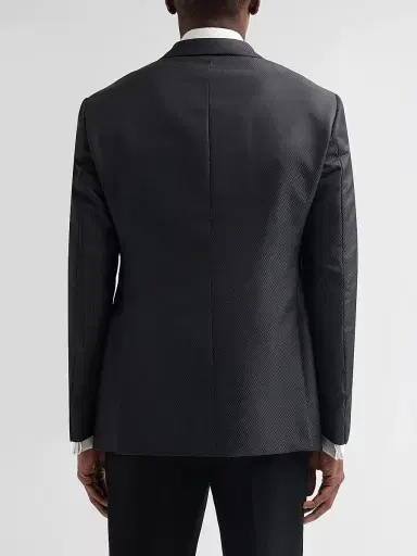 Giorgio Armani Men's Wool-Silk Micro Jacquard Dinner Jacket - Black Beauty - Size 46 | Thumbnail 3