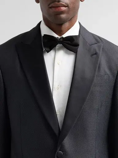 Giorgio Armani Men's Wool-Silk Micro Jacquard Dinner Jacket - Black Beauty - Size 46 | Thumbnail 5