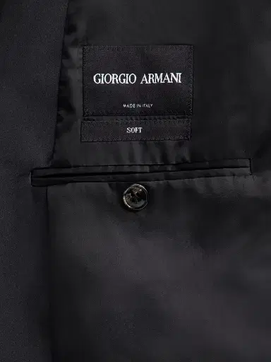 Giorgio Armani Men's Wool-Silk Micro Jacquard Dinner Jacket - Black Beauty - Size 46 | Thumbnail 6