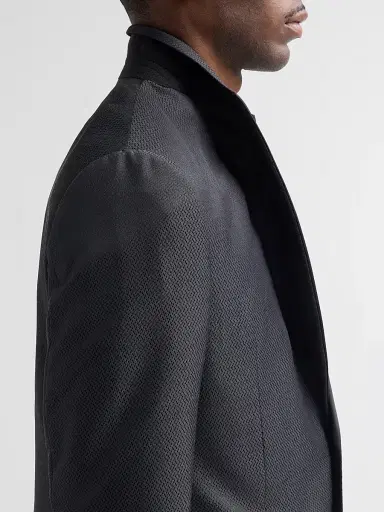 Giorgio Armani Men's Wool-Silk Micro Jacquard Dinner Jacket - Black Beauty - Size 46 | Thumbnail 7