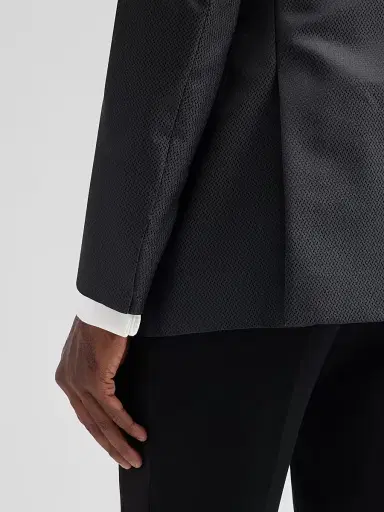 Giorgio Armani Men's Wool-Silk Micro Jacquard Dinner Jacket - Black Beauty - Size 46 | Thumbnail 8