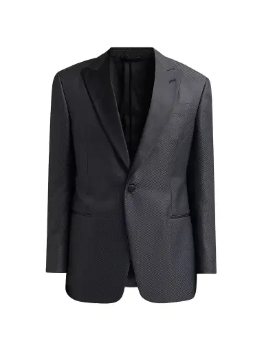 Giorgio Armani Men's Wool-Silk Micro Jacquard Dinner Jacket - Black Beauty - Size 46 | Thumbnail 1