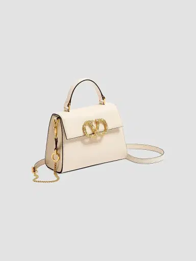 Valentino Garavani Women's VSling Small Top Handle Bag in Grainy Calfskin - Ivory | Thumbnail 4 Valentino Garavani Women's VSling Small Top Handle Bag in Grainy Calfskin - Ivory | Thumbnail 4