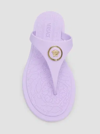 Versace Women's Medusa Baroque Flip-Flops - Dusty Lavender Gold | Thumbnail 4 Versace Women's Medusa Baroque Flip-Flops - Dusty Lavender Gold | Thumbnail 4