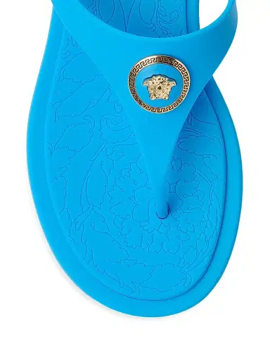 Versace Women's Medusa Baroque Flip-Flops - Turquoise Gold - Size 12 | Thumbnail 3