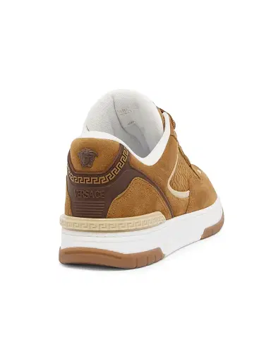 Versace Men's Biggie Basket Suede Low-Top Sneakers - Whiskey Beigeburned Gold 6 | Thumbnail 3