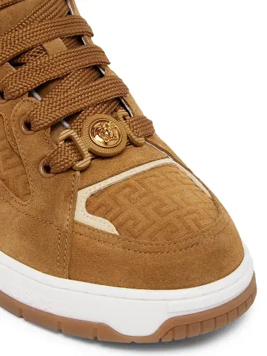 Versace Men's Biggie Basket Suede Low-Top Sneakers - Whiskey Beigeburned Gold 6 | Thumbnail 5