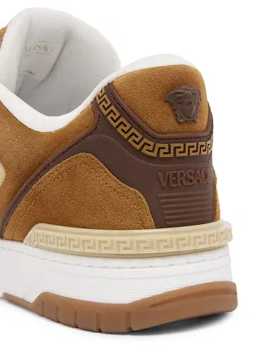 Versace Men's Biggie Basket Suede Low-Top Sneakers - Whiskey Beigeburned Gold 6 | Thumbnail 6