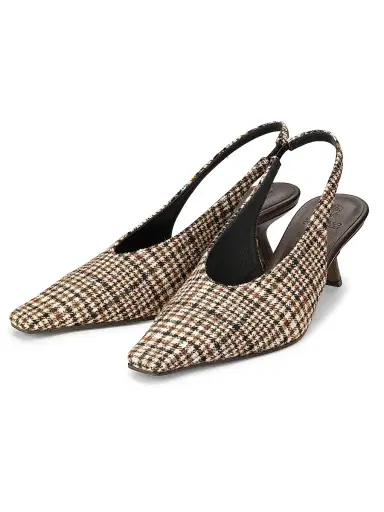 Brunello Cucinelli Women's Houndstooth Alpaca-Blend Slingback Pumps | Thumbnail 2 Brunello Cucinelli Women's Houndstooth Alpaca-Blend Slingback Pumps | Thumbnail 2