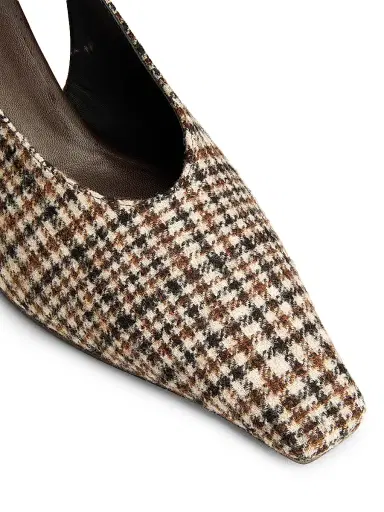 Brunello Cucinelli Women's Houndstooth Alpaca-Blend Slingback Pumps | Thumbnail 5 Brunello Cucinelli Women's Houndstooth Alpaca-Blend Slingback Pumps | Thumbnail 5
