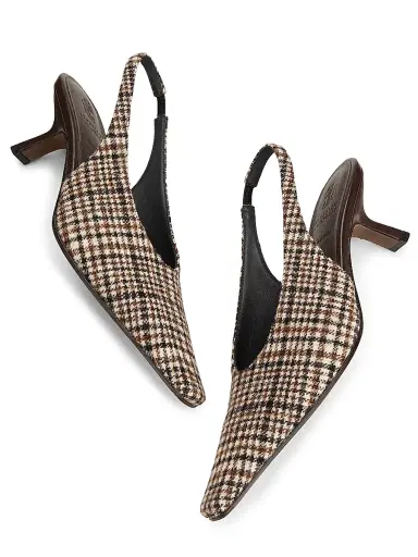 Brunello Cucinelli Women's Houndstooth Alpaca-Blend Slingback Pumps | Thumbnail 6 Brunello Cucinelli Women's Houndstooth Alpaca-Blend Slingback Pumps | Thumbnail 6