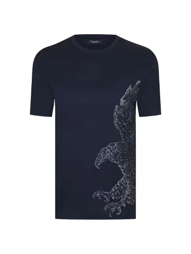 Stefano Ricci Men's Eagle Embroidered Design T-Shirt - Blue Navy - Size Large | Thumbnail 1 Stefano Ricci Men's Eagle Embroidered Design T-Shirt - Blue Navy - Size Large | Thumbnail 1