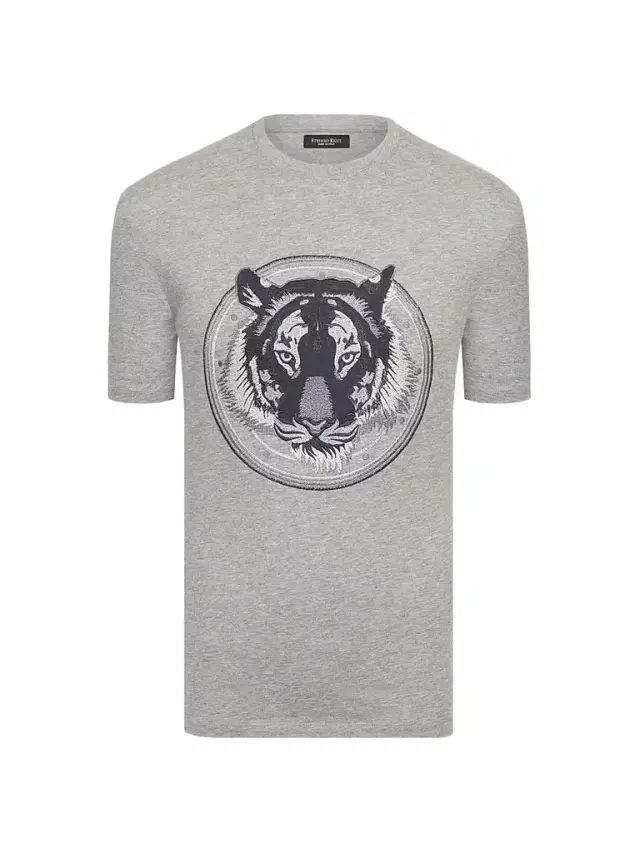 Stefano Ricci Men's Tiger Embroidered Design T-Shirt - Grey